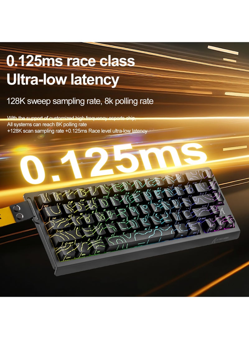 Attack Shark X68HE Wired Magnetic Gaming Keyboard, 0.01mm Adjustable Actuation, 8kHz Polling Rate, RGB Backlight, Side-Printed PBT Keycaps, 100M Lifespan Hall Effect Switches, 65% Layout (Black Contours) - Image 3