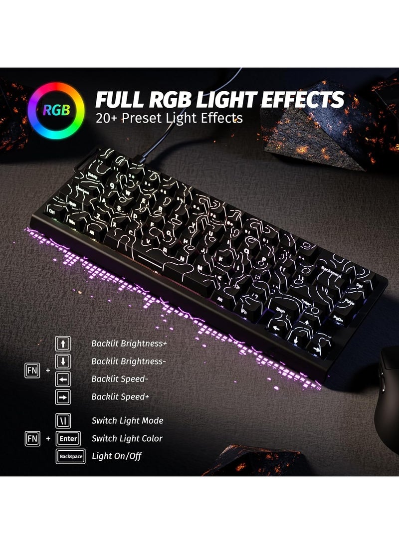 Attack Shark X68HE Wired Magnetic Gaming Keyboard, 0.01mm Adjustable Actuation, 8kHz Polling Rate, RGB Backlight, Side-Printed PBT Keycaps, 100M Lifespan Hall Effect Switches, 65% Layout (Black Contours) - Image 2