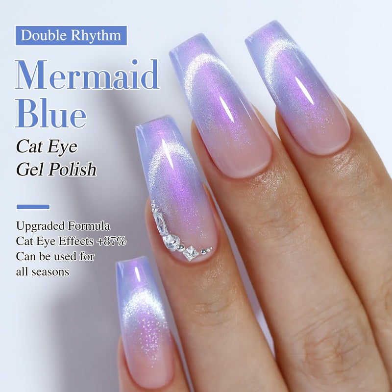 Double Rhythm 0.5 OZ Cat Eye Gel Polish with Magnet 15ML Holographic Glitter Shimmer Translucent Jelly Color Magnetic Nail Polish Salon DIY at Home (MC1001) - Image 3