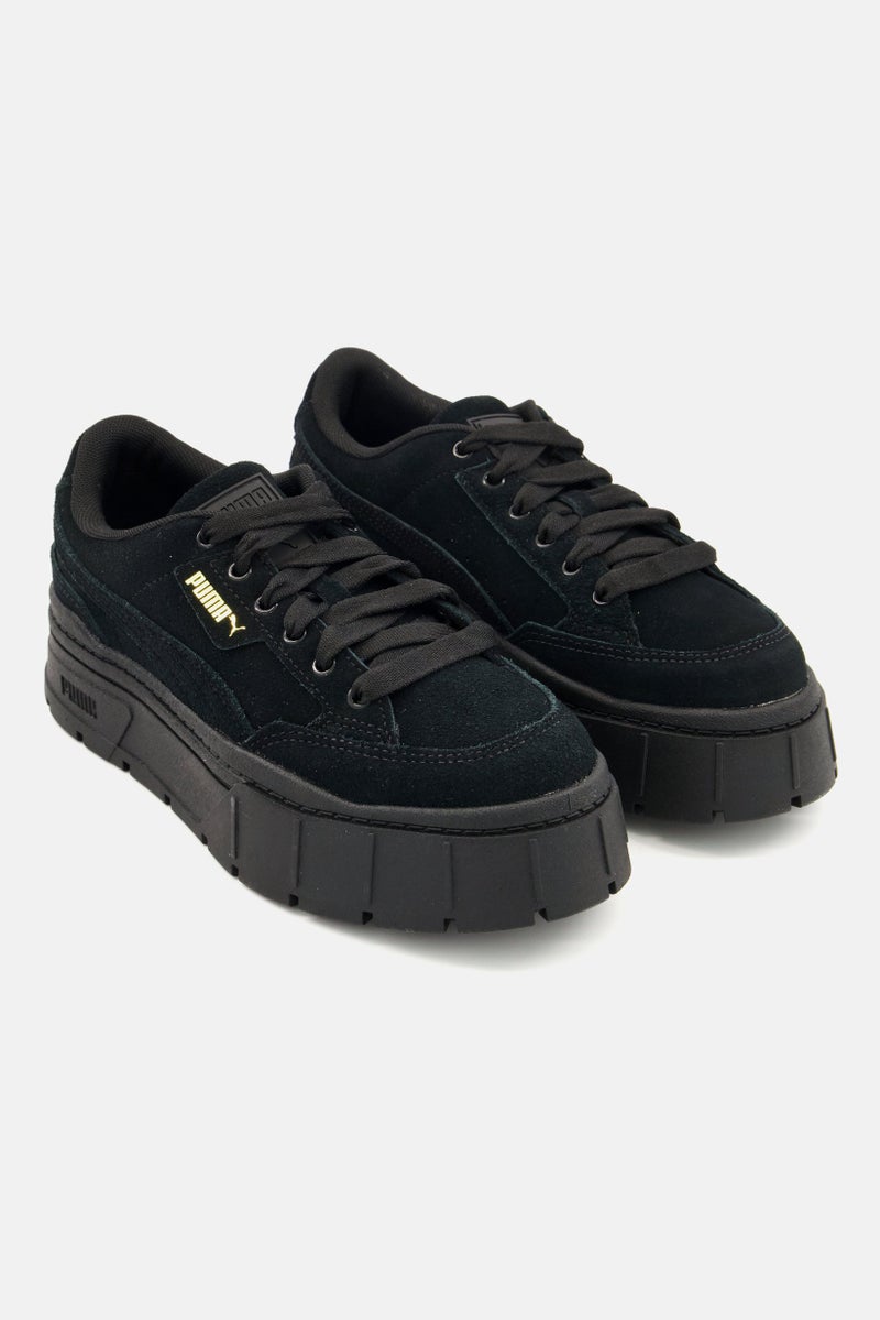 PUMA Women Mayze Stack Suede Lace Up Sport Shoes, Black  - Image 1