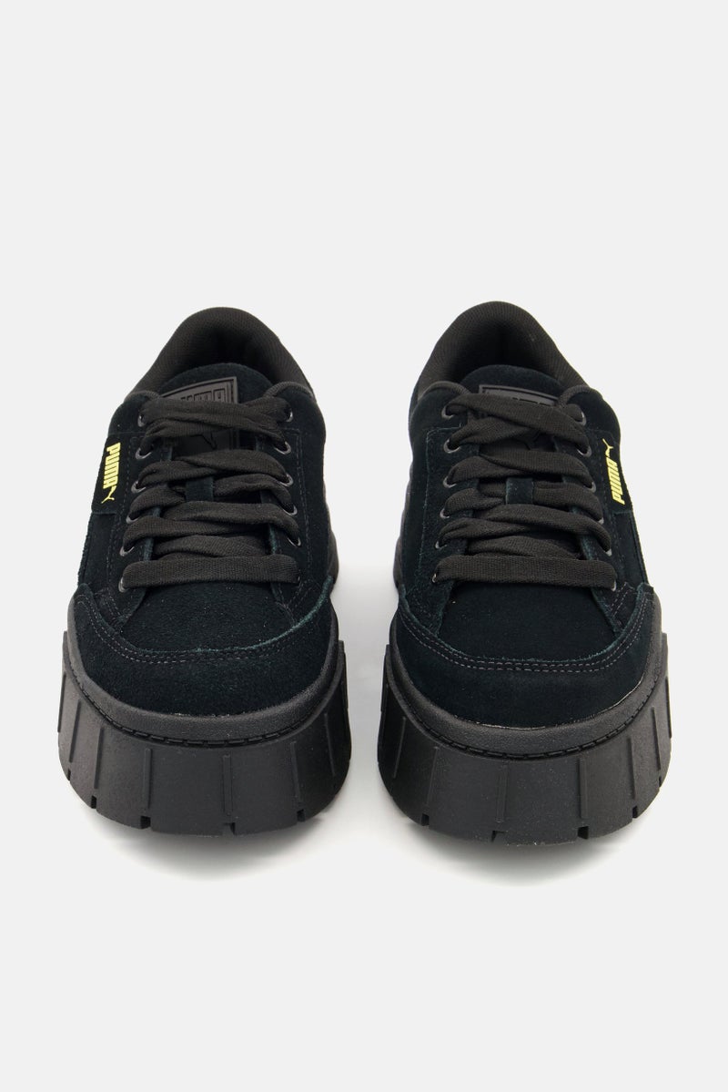 PUMA Women Mayze Stack Suede Lace Up Sport Shoes, Black  - Image 3