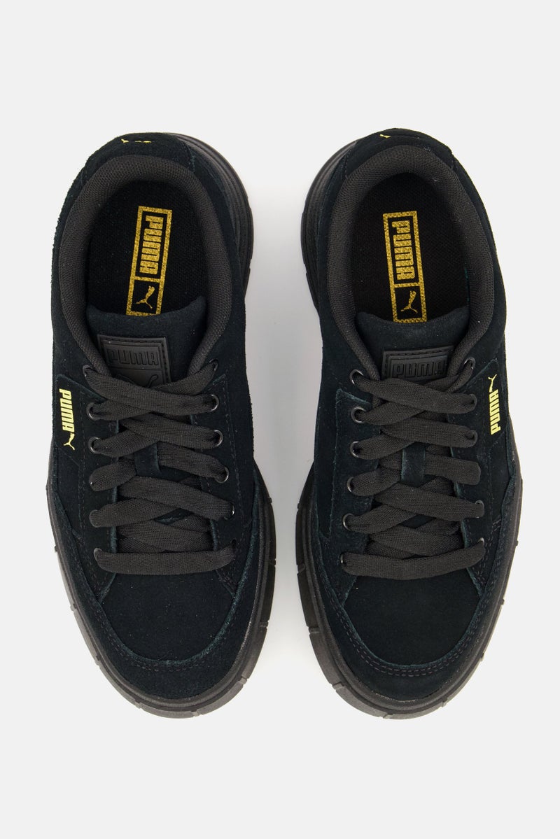 PUMA Women Mayze Stack Suede Lace Up Sport Shoes, Black  - Image 4