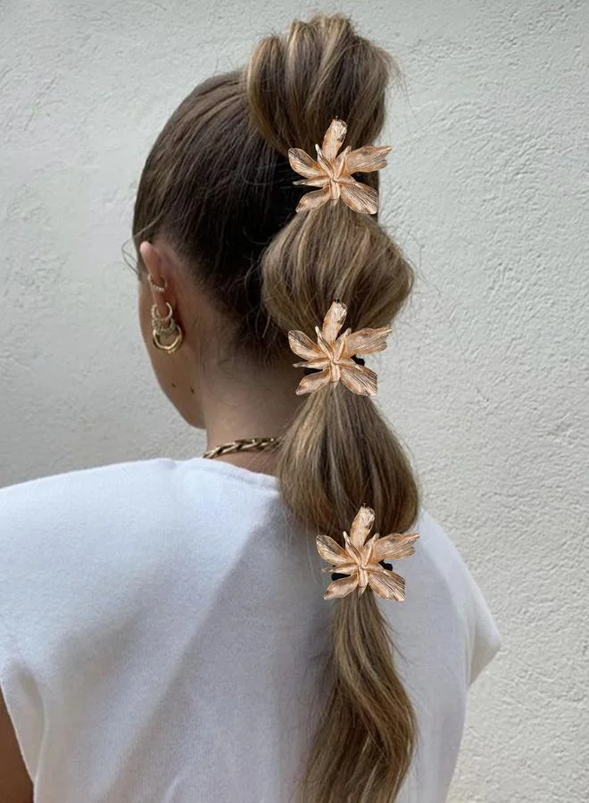 Take Two Pack of 3 - Golden Flower Hair Tie