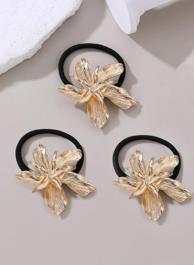 Take Two Pack of 3 - Golden Flower Hair Tie