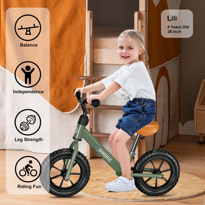 Bobike Toddler Balance Bike Toys for 2 to 5 Year Old Girls Boys Adjustable Seat and Handlebar No-Pedal Training Bike Best Gifts for Kids (Green) - Image 4