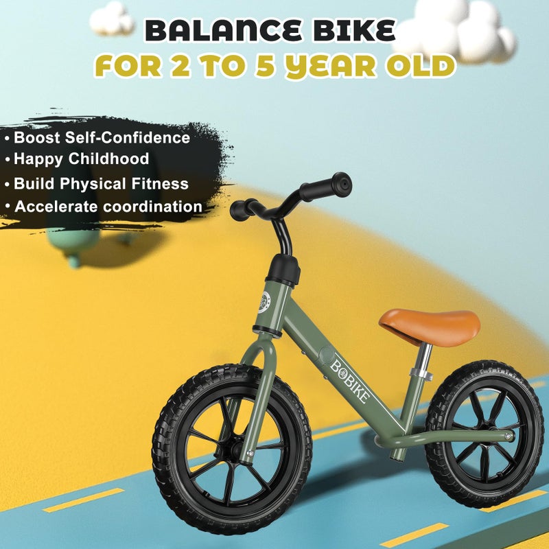 Bobike Toddler Balance Bike Toys for 2 to 5 Year Old Girls Boys Adjustable Seat and Handlebar No-Pedal Training Bike Best Gifts for Kids (Green) - Image 2