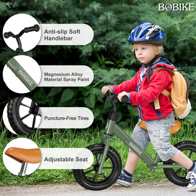 Bobike Toddler Balance Bike Toys for 2 to 5 Year Old Girls Boys Adjustable Seat and Handlebar No-Pedal Training Bike Best Gifts for Kids (Green) - Image 3
