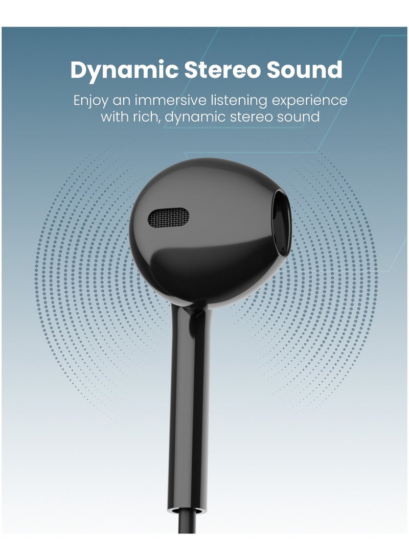 Moxedo Moxedo Wired Stereo Lightning Earphone with In-Line Remote, Built-in Microphone Compatible for iPhone 14/13/12/11 Pro Max/X/XS Max/XR - Black  - Image 3