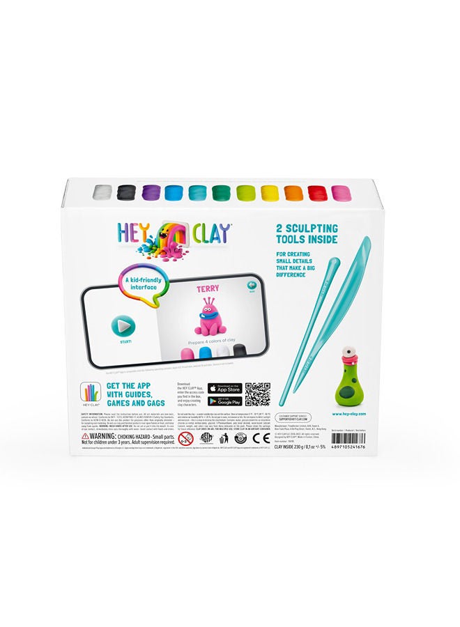 HEY CLAY Monsters Set-Colourful Modeling Kids-Air Dry Clay Kit 15 Cans And Sculpting Tools - Image 4