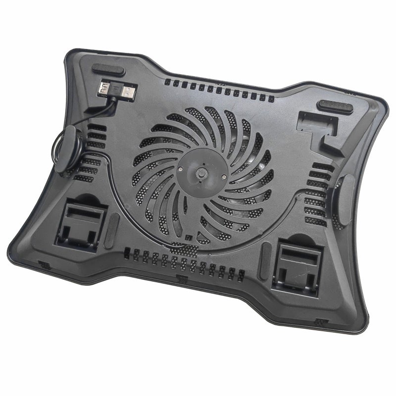 Laptop Cooler: Black 14 Inch Max, Built-in Large Fan With High Speed Strong Wind Low Noise, Ergonomic Height-adjustable Feet - Large Metal Mesh For Better Heat Dissipation, Portable Cooling Base for 1 - Image 3
