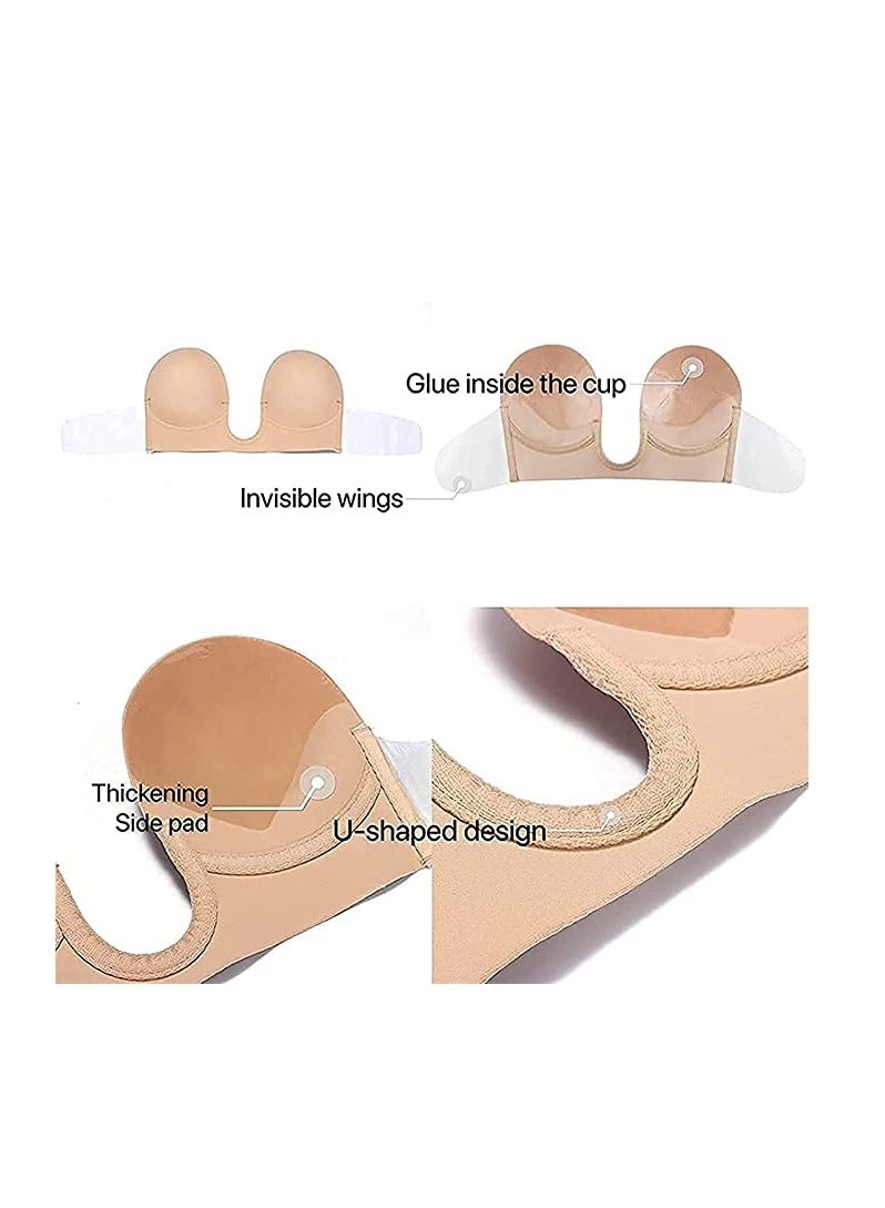 Adhesive Bra Women's Push Up Plunge Adhesive Bra Reusable Deep U-Shaped Sticky Bra Strapless Backless Breast Lifting Bra - Image 2