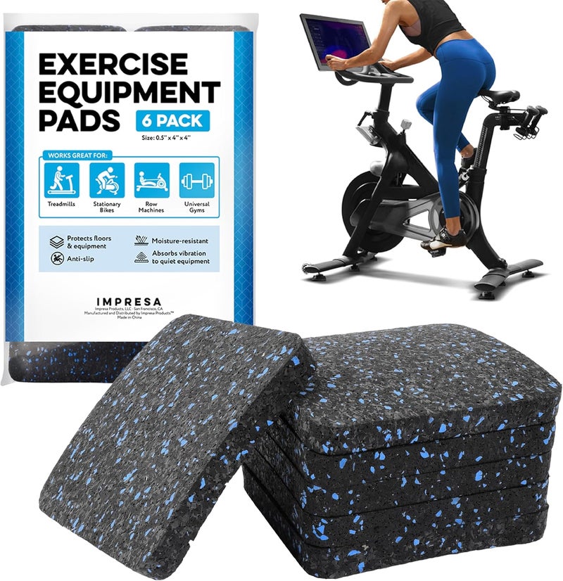 IMPRESA Rubber Floor Protectors for Walking Pad & Treadmill Pad - 4 x 4 x 0.5 in, 6-Pack - Anti-Vibration & Shock-Absorbing Mats - Workout Mats for Home Gym Equipment - Image 1