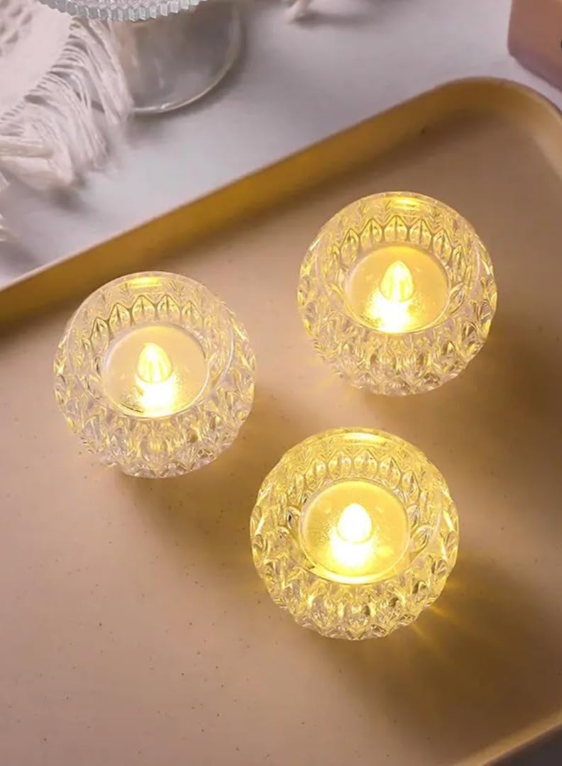 زوبا شمعة ديكور LED كريستال مضيئة بدون لهب بتصميم كريستالي فاخر – إضاءة دافئة رومانسية وآمنة تشبه الشموع الحقيقية مثالية للمنزل والمناسبات والديكور العصري (3قطع) - Image 2