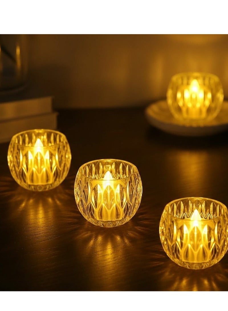 زوبا شمعة ديكور LED كريستال مضيئة بدون لهب بتصميم كريستالي فاخر – إضاءة دافئة رومانسية وآمنة تشبه الشموع الحقيقية مثالية للمنزل والمناسبات والديكور العصري (3قطع) - Image 1