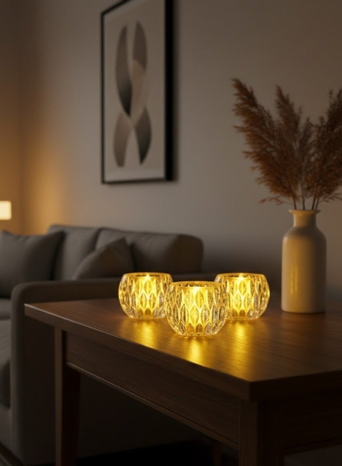 زوبا شمعة ديكور LED كريستال مضيئة بدون لهب بتصميم كريستالي فاخر – إضاءة دافئة رومانسية وآمنة تشبه الشموع الحقيقية مثالية للمنزل والمناسبات والديكور العصري (3قطع) - Image 5