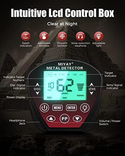 MIYAY Professional Metal Detector for Adults, Gold Metal Detectors Lightweight with LCD Display, Pinpoint & Disc & Notch & All Metal 5 Modes, Battery Included - Image 5