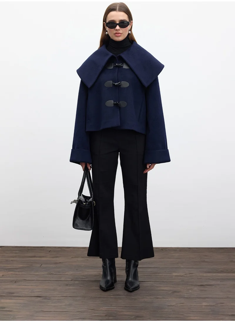 Manuka Buckled Cashmere Coat Navy Blue