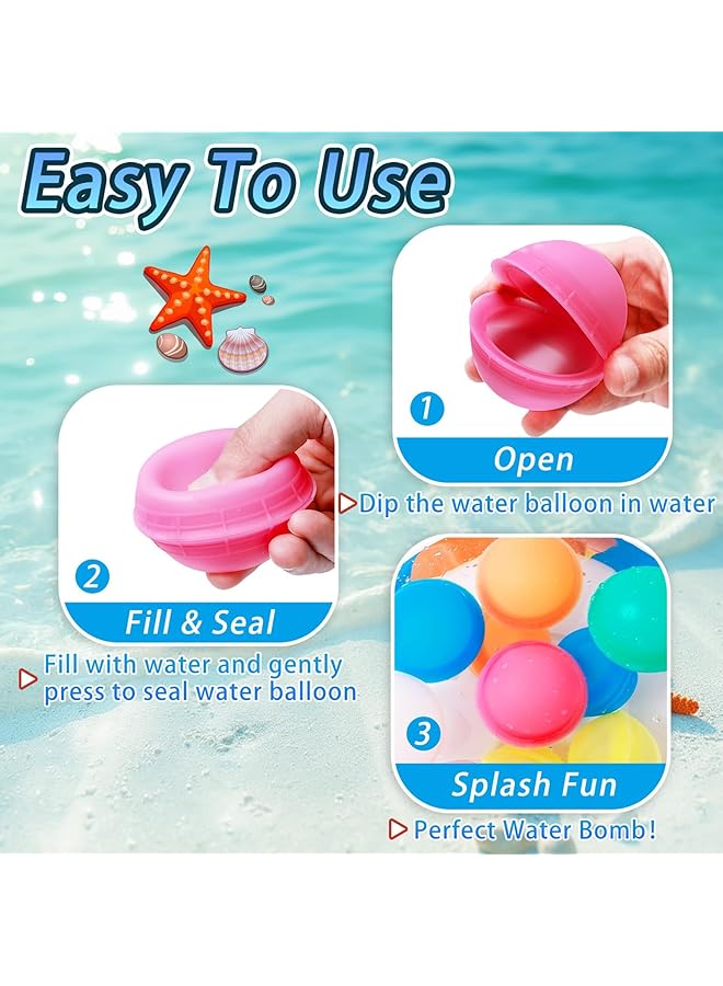 KASTWAVE Reusable Water Balloons For Kids Quick Fill Silicone Water Balloons Fun For Summer Pool & Beach Play 12 Pack With Storage Bag For Outdoor Games - Image 2