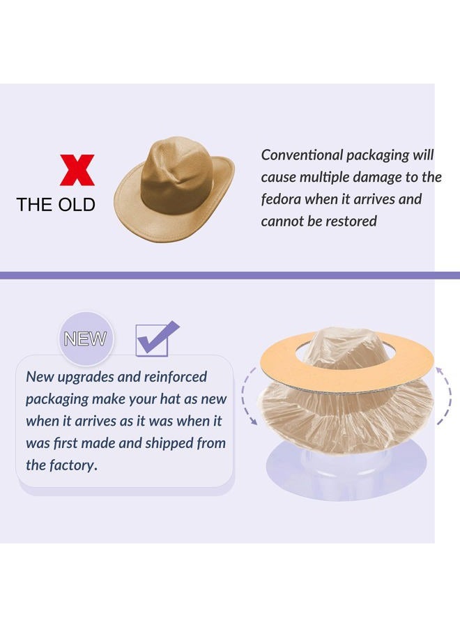 KUJUHA Wide Brim Fedora Hats for Women Men Two Tone Dress Hat Felt Panama Hat in Two Audlt Size, Tan/Wine-p, L-XL - Image 5
