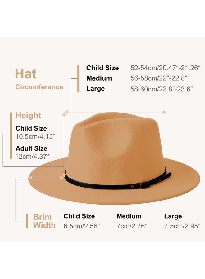 KUJUHA Wide Brim Fedora Hats for Women Men Two Tone Dress Hat Felt Panama Hat in Two Audlt Size, Tan/Wine-p, L-XL - Image 2