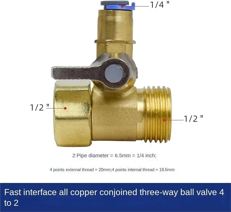 Copper 1I4 Quick Connect Three Way Inlet Switch Valve For UF RO Water Purifier Filter - Image 3