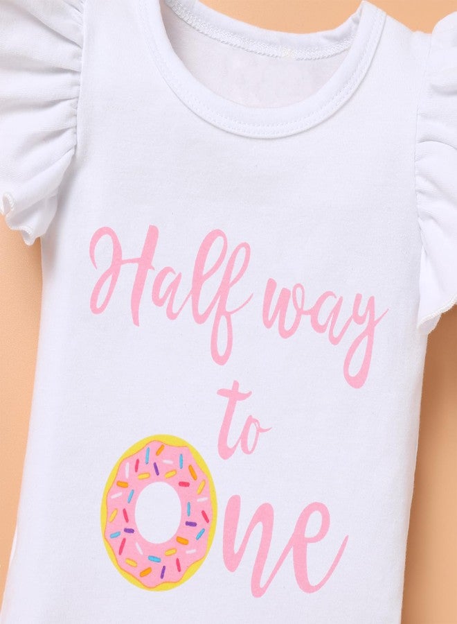 ODOLDI Newborn Baby Girls Birthday Outfits Donut/Ice Cream/Mermaid/Strawberry Flutter Sleeve 3 Pieces Sets for 6 Months Doughnut 3-6 Months - Image 3