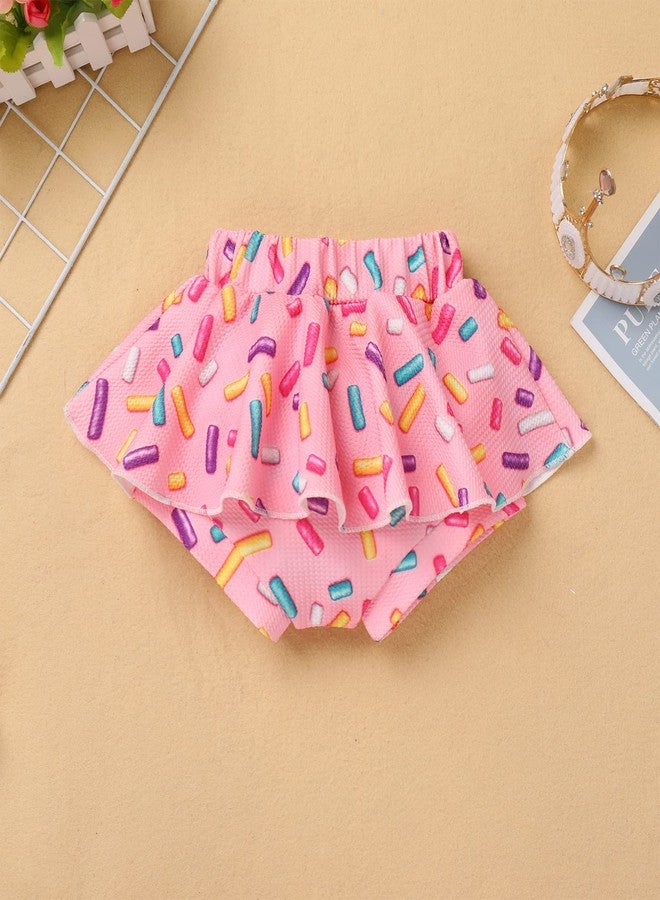 ODOLDI Newborn Baby Girls Birthday Outfits Donut/Ice Cream/Mermaid/Strawberry Flutter Sleeve 3 Pieces Sets for 6 Months Doughnut 3-6 Months - Image 4