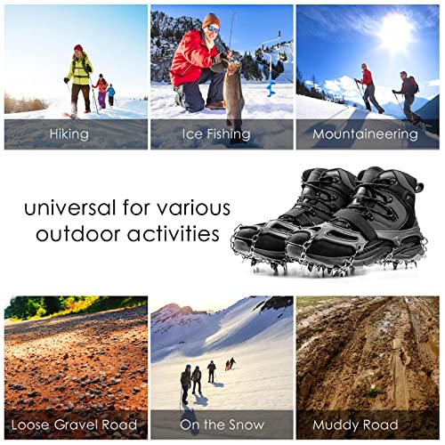 Cimkiz Crampons Ice Cleats Traction Snow Grips for Boots Shoes Women Men Anti Slip 19 Stainless Steel Spikes Safe Protect for Hiking Fishing Walking Climbing Mountaineering - Image 5