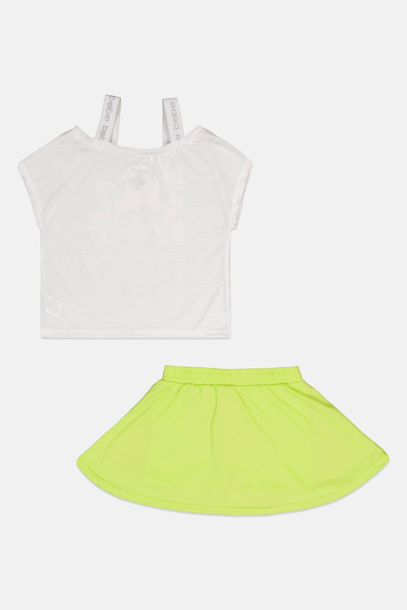 bebe Kids Girl 2 Pcs Cap Sleeve Outdoor Top And Skort Set, Multicolor - Image 3