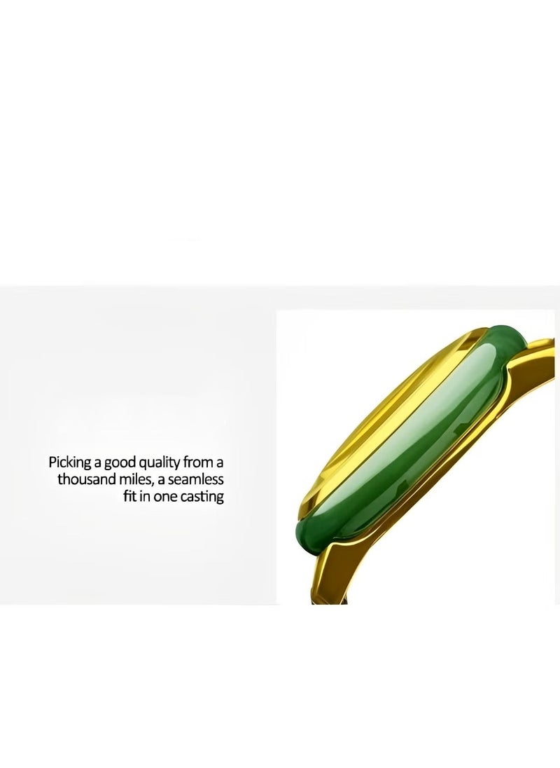 REOCLE Women's Wrist  Watch Luxury Dress Jade Watch with Imported Movement & Leather Strap & Luminous Hands & Waterproof Dial - Image 3