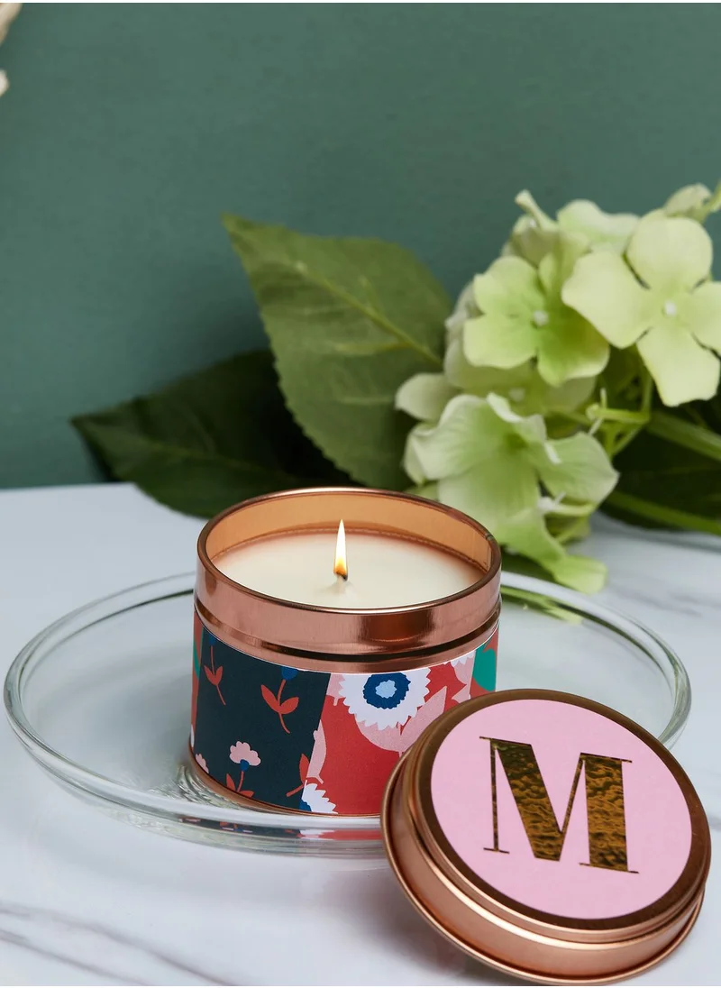 Flamingo Candles M Initial Floral Candle