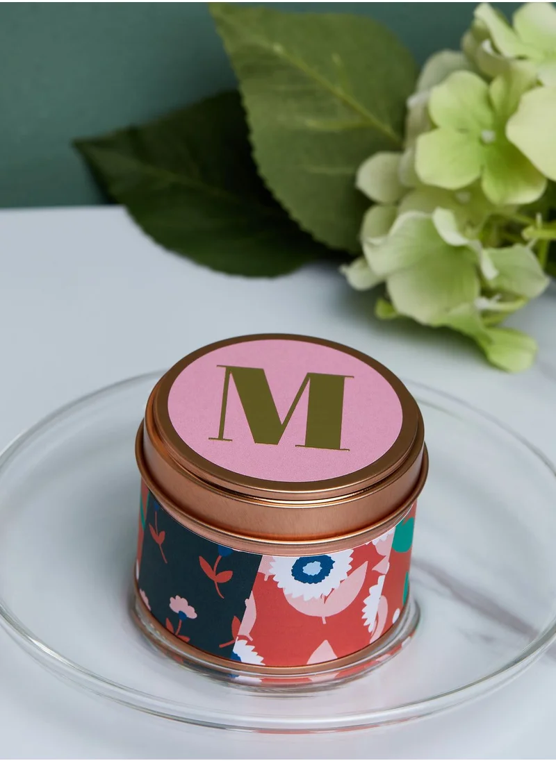 Flamingo Candles M Initial Floral Candle