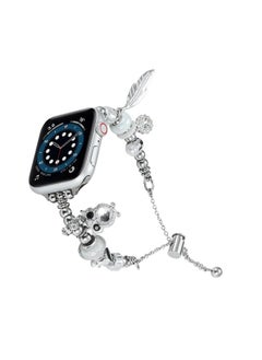 Generic Replacement Strap Bead Bracelet Metal Watch Band For Apple Watch SE 2023 44mm Silver Owl 