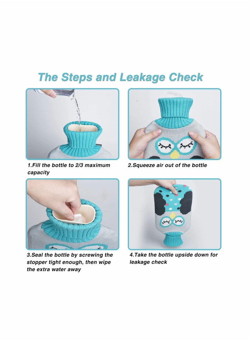 SYOSI 2L Hot Water Bottles with Removable Knitted Cover Washable Comfortable Natural Rubber Warm Bag for Neck Shoulders Back Legs Waist  - Image 3
