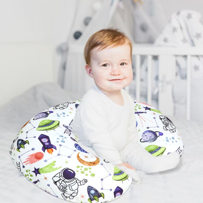 TANOFAR Nursing Pillow Cover Boy, Stretchy Breast Feeding Pillow Covers, Soft & Skin-Friendly, Removable Nursing Support Pillow Slipcover, Space Shuttle - Image 3