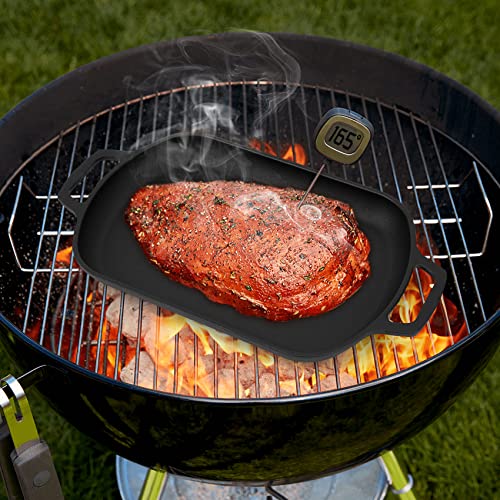 Mimiuo Cast Iron Sizzler Pan for Pizza Oven and Grill, 14 Inch Non-Stick Sizzling Fajita Skillet Rectangular Griddle Pan with Removable Handle for Stove Cooking Grilling Meats Seafood - Image 4