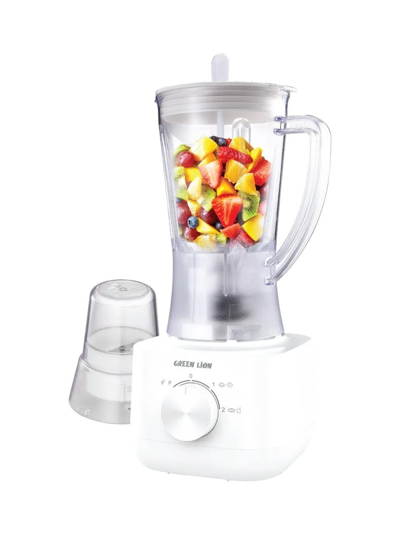 GREEN LION Jet Blend Pro Juice Blender 650W / Blender with Grind mills / Juicer Blender Capacity 1.0L Max / Smoothie Maker Blade 4-Leaf / High RPM Speed 19000 / Mixer with 2 Speed  - White - Image 1