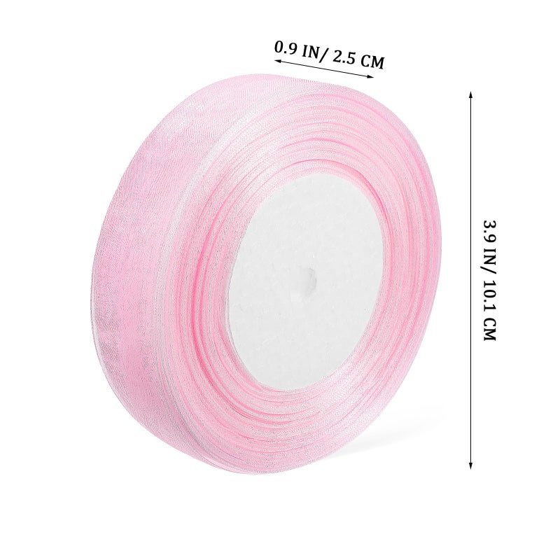 Sheer Organza Wrapping Ribbon 2 Rolls 2 5cm Ivory Blush Pink For DIY Crafts Balloon Decoration - Image 3