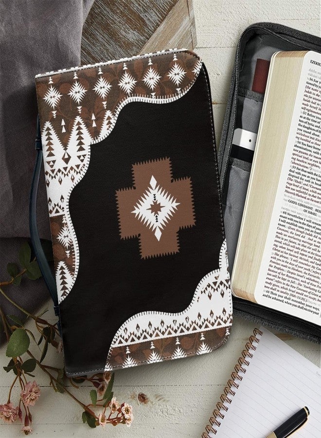 Wanyint Southwest Aztec Print Bible Cover for Men Women Bible Tote Bag Faux Leather Bible Cover Study Outdoor Book Case for Christian Travel - Image 4