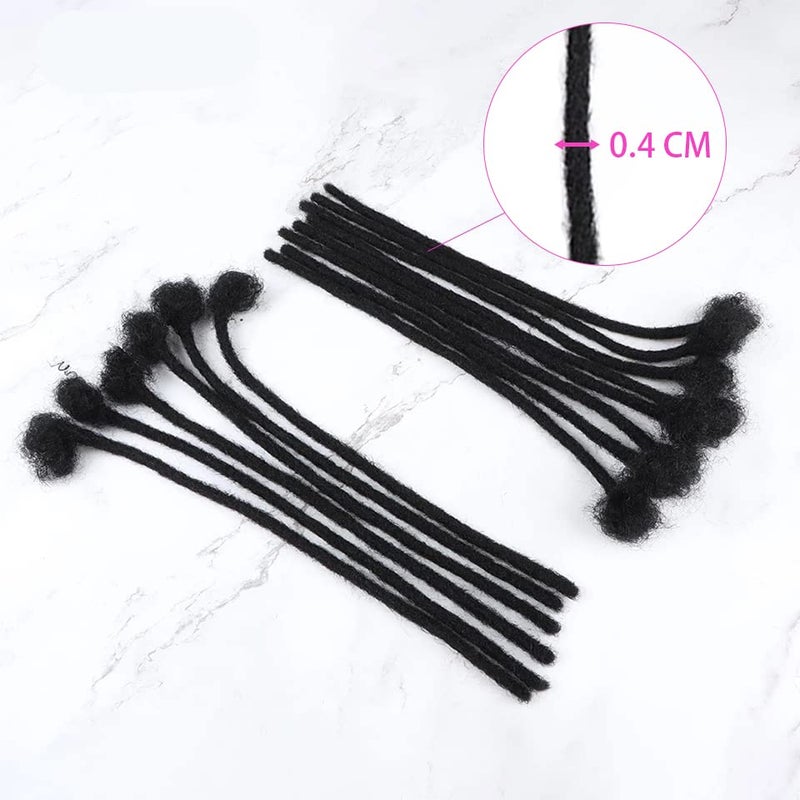MIUULAAR 6 Inch 0.4cm Thickness Dreadlock Extensions Human Hair 30 Strands Locs Extensions Real Human Hair, Natural Black for Women Men Kids Full Handmade Permanent Locs Can Be Dyed and Bleached - Image 4