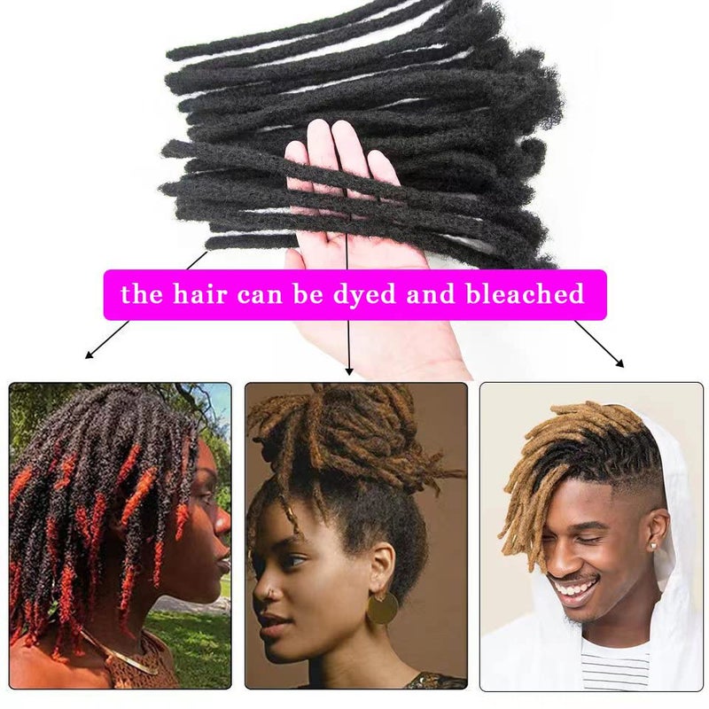 MIUULAAR 6 Inch 0.4cm Thickness Dreadlock Extensions Human Hair 30 Strands Locs Extensions Real Human Hair, Natural Black for Women Men Kids Full Handmade Permanent Locs Can Be Dyed and Bleached - Image 3