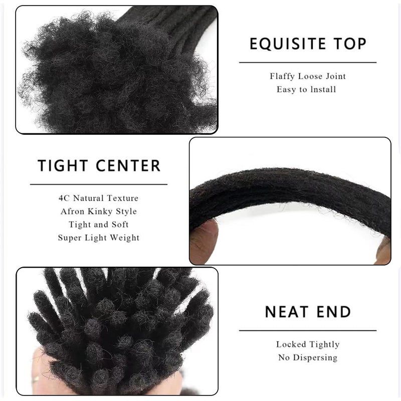 MIUULAAR 6 Inch 0.4cm Thickness Dreadlock Extensions Human Hair 30 Strands Locs Extensions Real Human Hair, Natural Black for Women Men Kids Full Handmade Permanent Locs Can Be Dyed and Bleached - Image 2