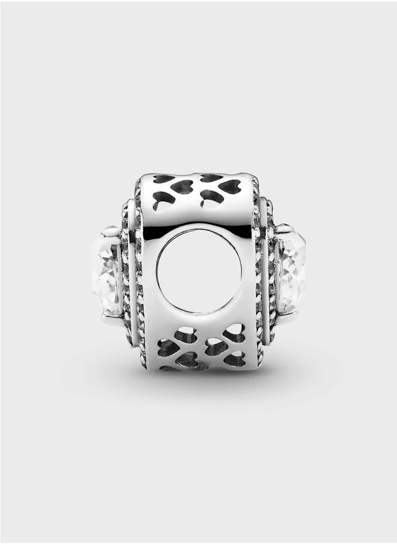 PANDORA Sparkling Levelled Hearts Charm