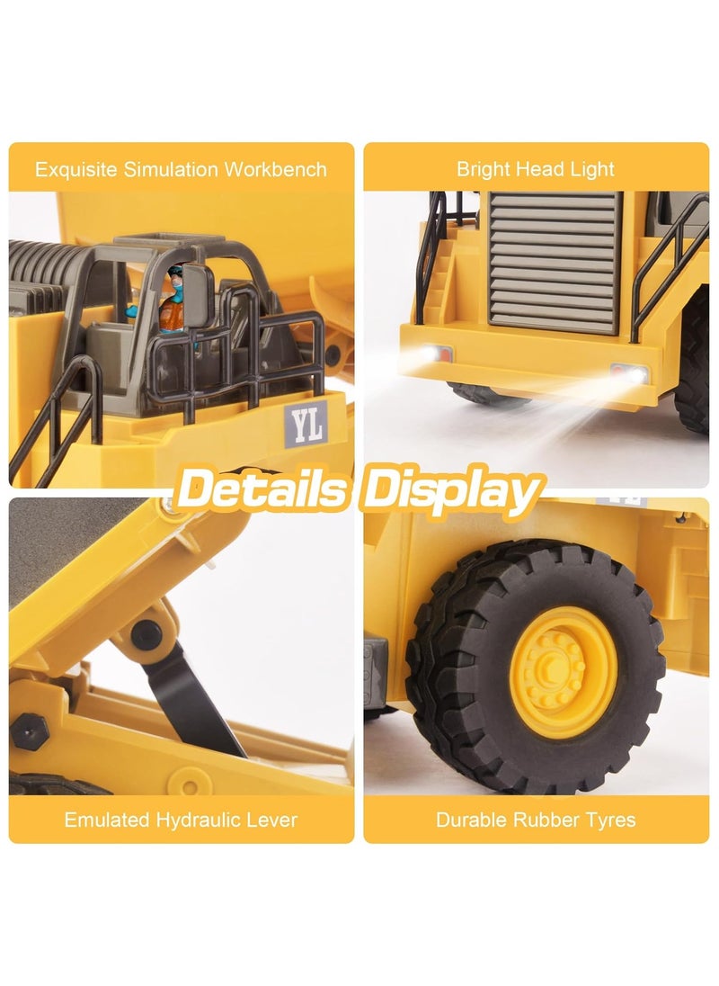 JoyousSto Remote Control Dump Truck with light Yellow RC Dump Truck Toys Construction Vehicle with Rechargeable Battery for Kids Boys Ages 5 age+  - Image 5