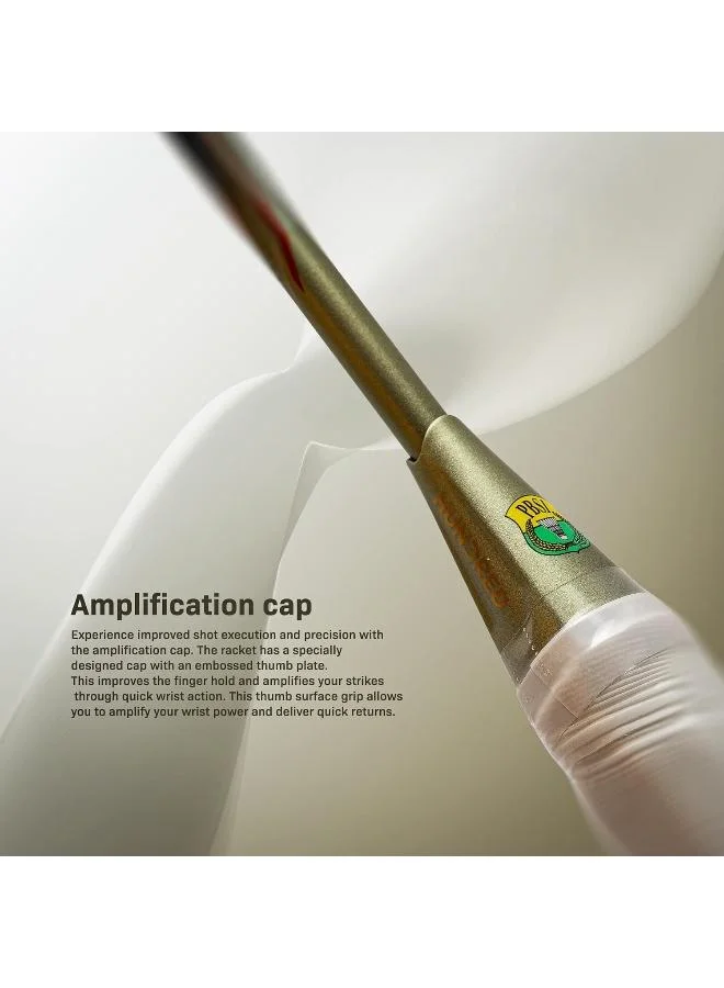 هندرد مضرب تنس الريشة الاحترافي من ألياف الكربون - غير مشدود مع غطاء كامل للاعبين المتوسطين