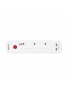 Datazone Power Extension Cord 13A 3 Sockets 2 x USBA 2M White  - Image 3