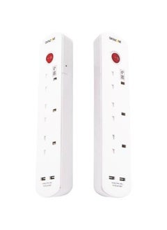 Datazone Power Extension Cord 13A 3 Sockets 2 x USBA 2M White  - Image 4