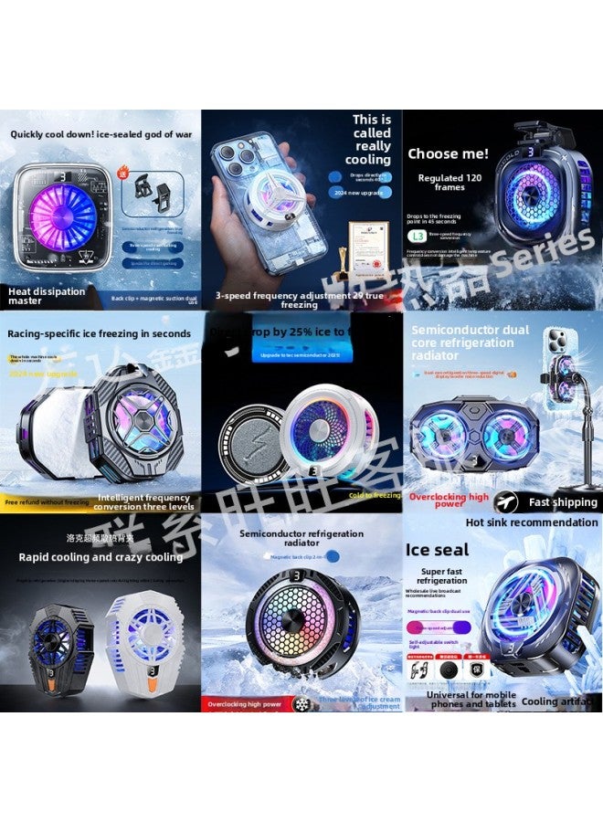 Mobile Phone Radiator Dual-core Semiconductor Icing Cooler Back Clip Game E-sports King Eating Chicken Live Magnetic Attraction-color:Radiator 【black】 Standard Style - Image 3