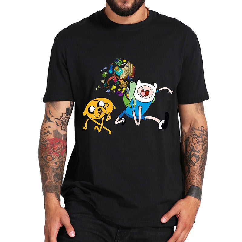 Camiseta De Adventure Time Adventure Time Cartoon Printed Short-Sleeved T-Shirt Men - Image 1