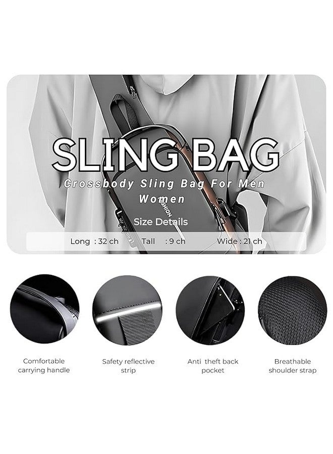 BLINE Waterproof Polyester Slim Unisex Crossbody Sling Bag Chest Backpack Men's Shoulder Bag, Leisure Travel Handbag, Hard Shell Anti-Theft Chest Bag - Image 4